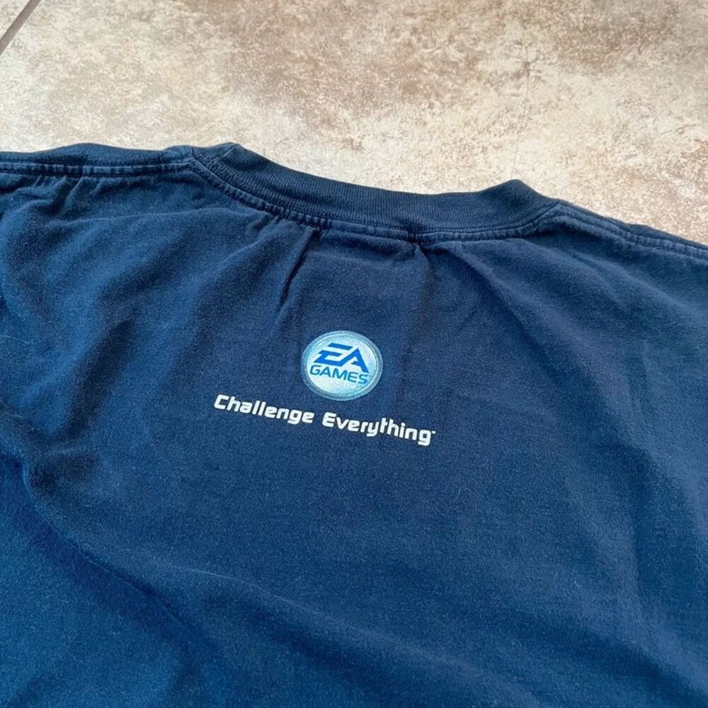 Vintage Y2K EA Games "Save The World" Challenge Everything Promo Shirt Navy sz L